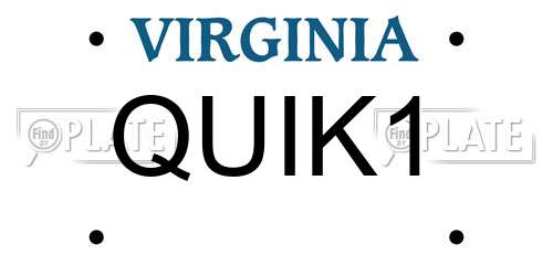 QUIK1 Virginia License Plate