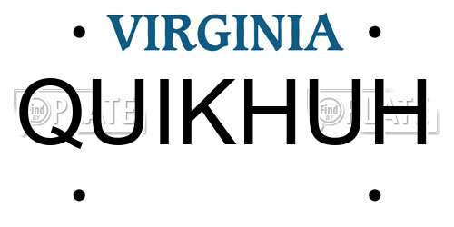 QUIKHUH Virginia License Plate