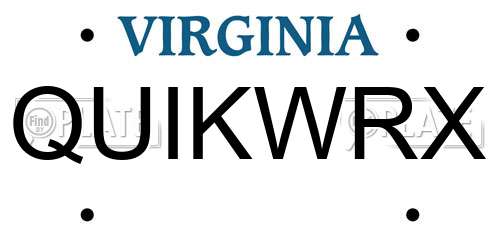 QUIKWRX Virginia License Plate