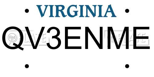 QV3ENME Virginia License Plate