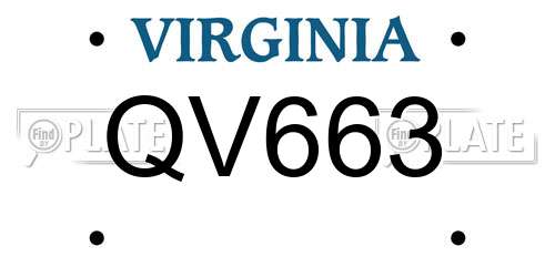 QV663 Virginia License Plate