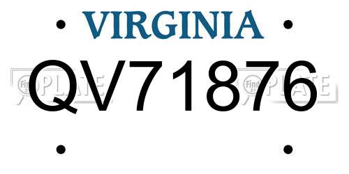 QV71876 Virginia License Plate