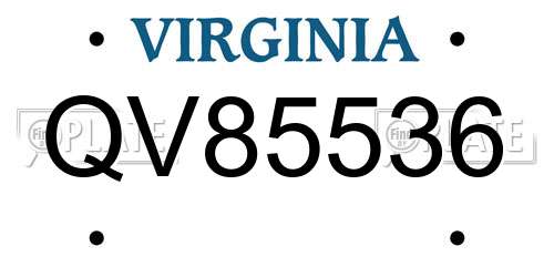 QV85536 Virginia License Plate