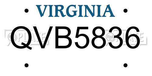 QVB5836 Virginia License Plate
