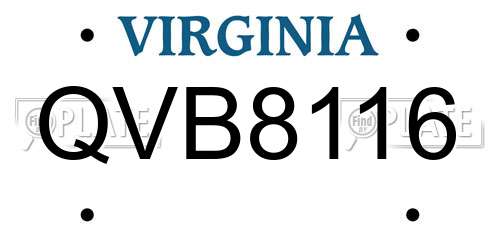 QVB8116 Virginia License Plate