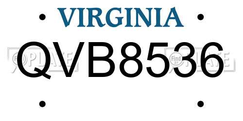 QVB8536 Virginia License Plate