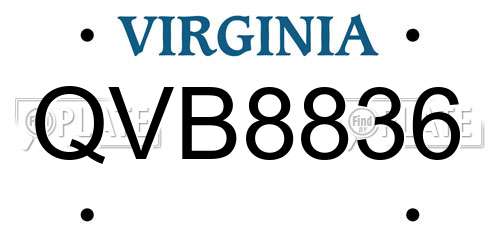 QVB8836 Virginia License Plate