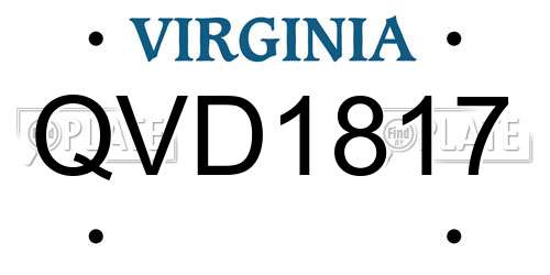 QVD1817 Virginia License Plate