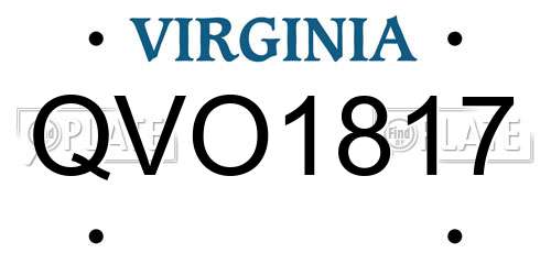 QVO1817 Virginia License Plate