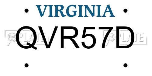 QVR57D Virginia License Plate