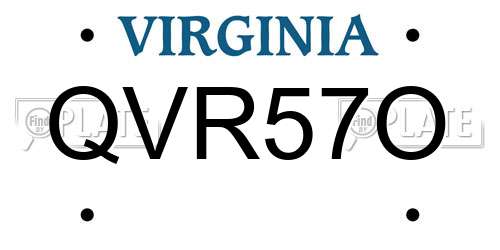 QVR57O Virginia License Plate