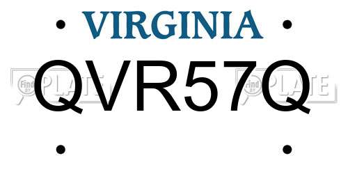 QVR57Q Virginia License Plate