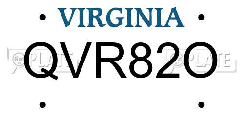 QVR82O Virginia License Plate