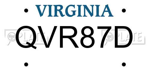 QVR87D Virginia License Plate