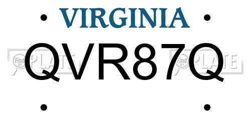 QVR87Q Virginia License Plate