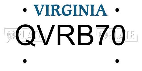 QVRB70 Virginia License Plate