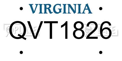 QVT1826 Virginia License Plate