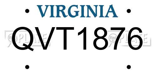QVT1876 Virginia License Plate