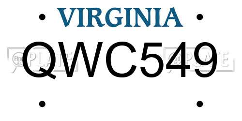 QWC549 Virginia License Plate