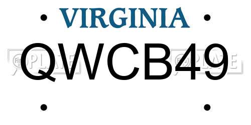 QWCB49 Virginia License Plate
