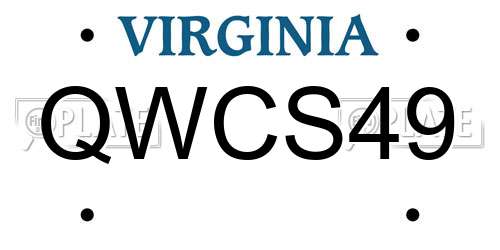 QWCS49 Virginia License Plate