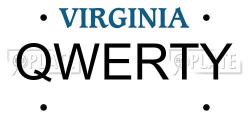 QWERTY Virginia License Plate