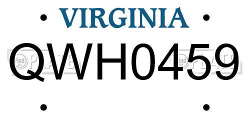 QWH0459 Virginia License Plate