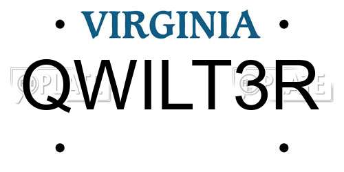 QWILT3R Virginia License Plate