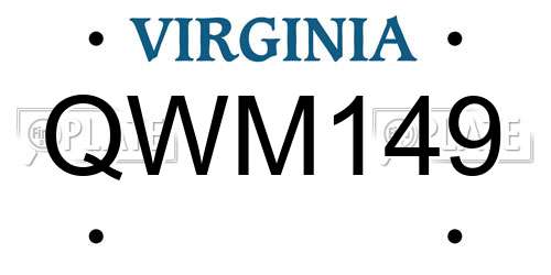 QWM149 Virginia License Plate