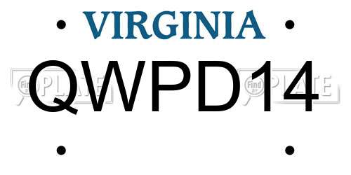 QWPD14 Virginia License Plate