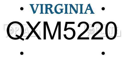 QXM5220 Virginia License Plate