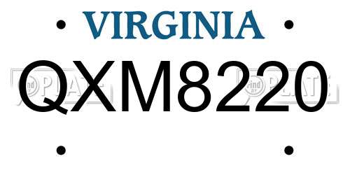 QXM8220 Virginia License Plate