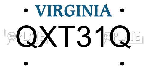 QXT31Q Virginia License Plate