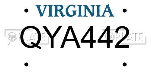 QYA442 Virginia License Plate