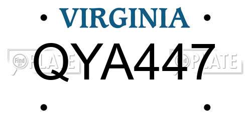 QYA447 Virginia License Plate