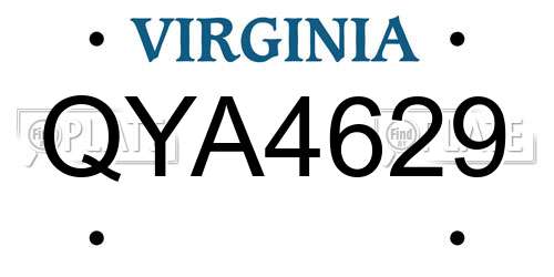 QYA4629 Virginia License Plate
