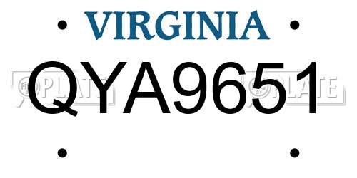 QYA9651 Virginia License Plate