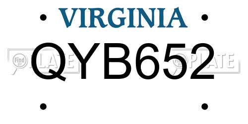 QYB652 Virginia License Plate