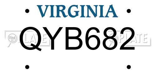 QYB682 Virginia License Plate