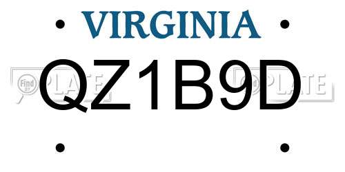 QZ1B9D Virginia License Plate