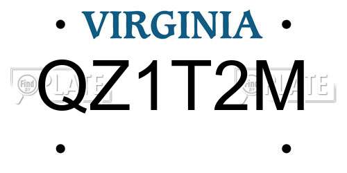QZ1T2M Virginia License Plate