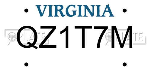 QZ1T7M Virginia License Plate