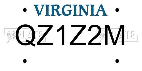 QZ1Z2M Virginia License Plate