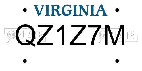 QZ1Z7M Virginia License Plate
