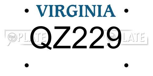 QZ229 Virginia License Plate