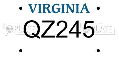QZ245 Virginia License Plate