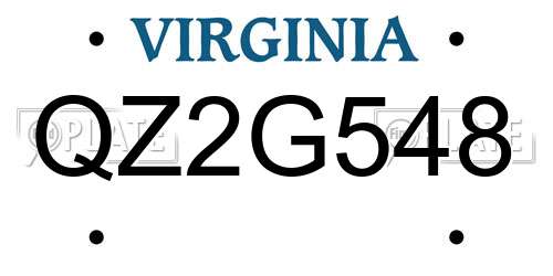 QZ2G548 Virginia License Plate