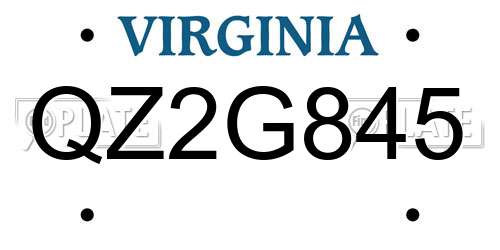 QZ2G845 Virginia License Plate