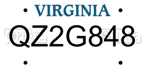 QZ2G848 Virginia License Plate