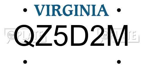 QZ5D2M Virginia License Plate